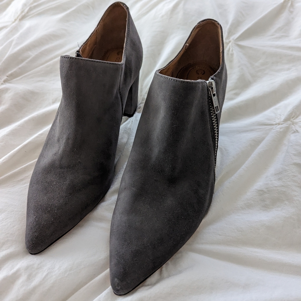Grey suede booties